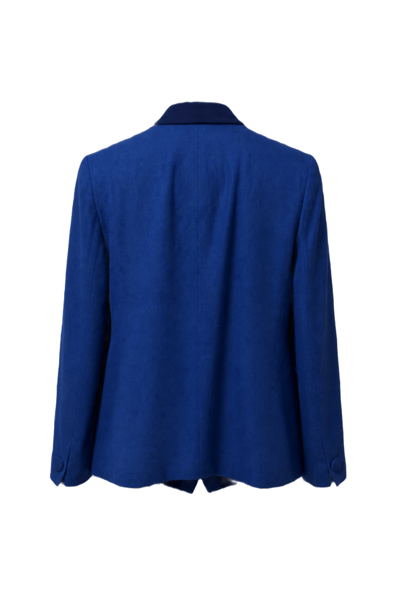 1980s Royal Blue Wool Blazer - Back View