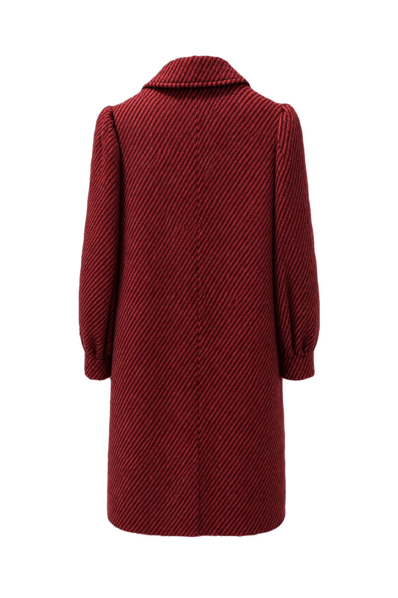 1970s Red Wool Stripe Coat - Back View