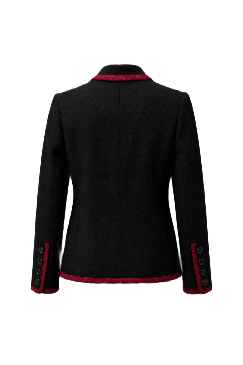 1980s Black Wool Blazer - Back View