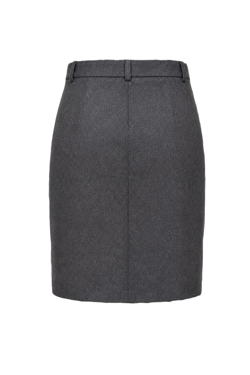 1970s Charcoal Grey Wool Blend Skirt - Back View