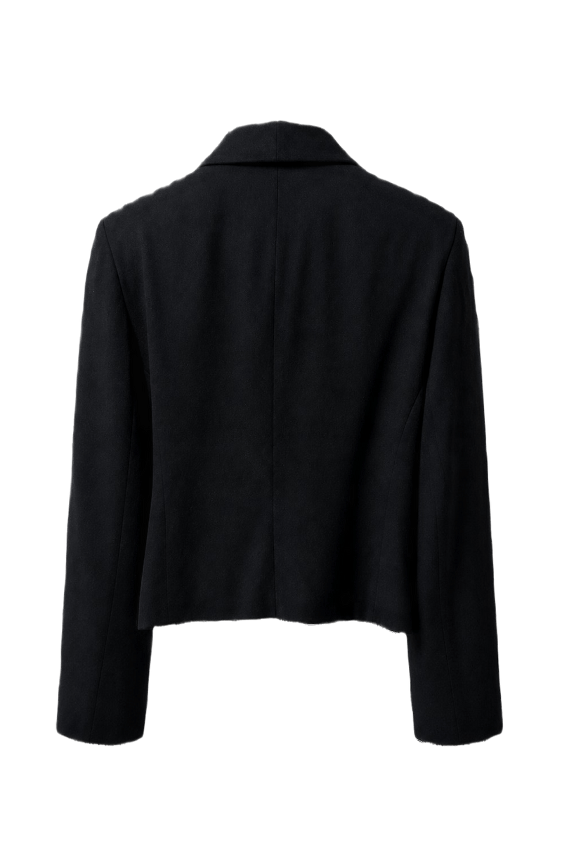 1970s Black Wool Blend Blazer - Back View