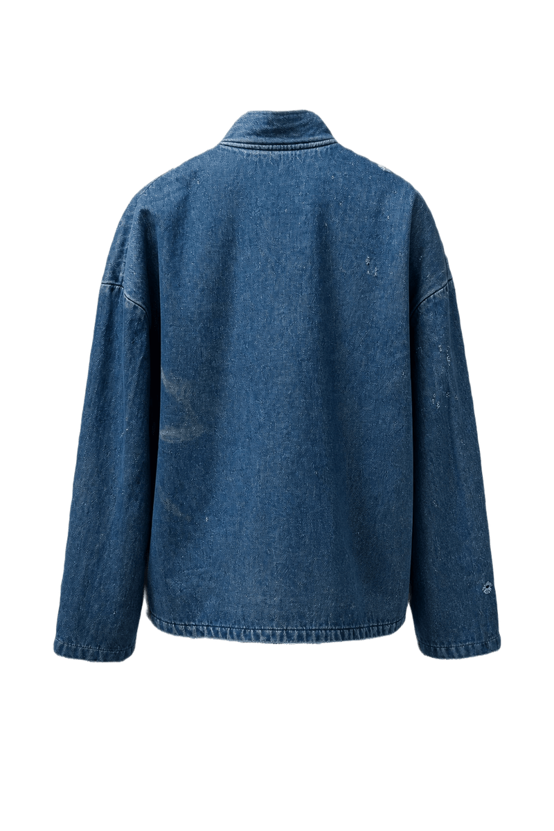 1990s Denim Blue Cotton Jacket - Back View
