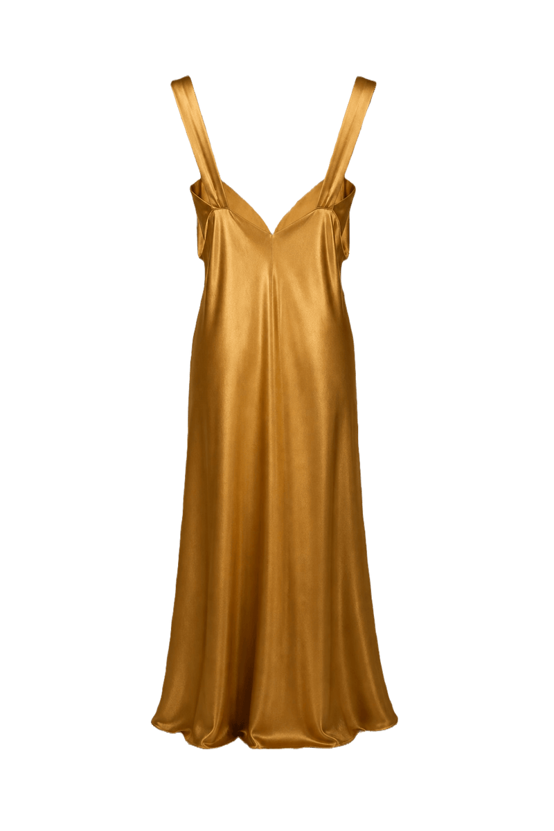 1990s Gold Satin Dress - Back View