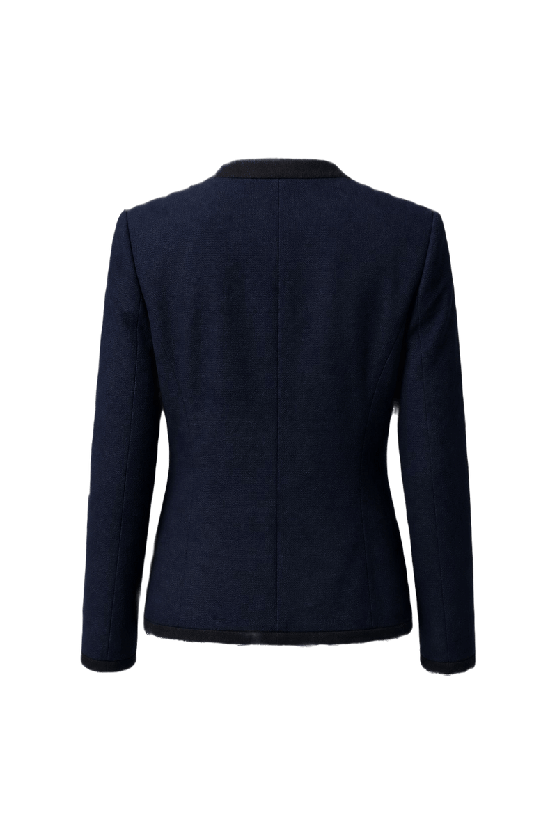 1990s Navy Blue Wool Blend Jacket - Back View