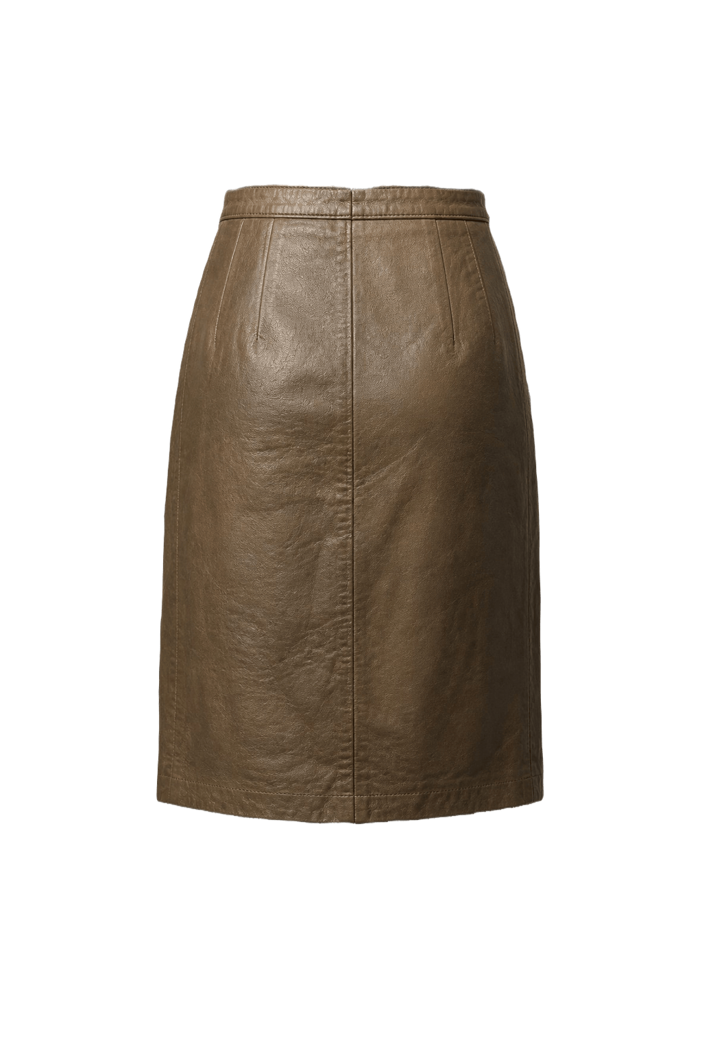 1980s Brown Leather Skirt - Back View