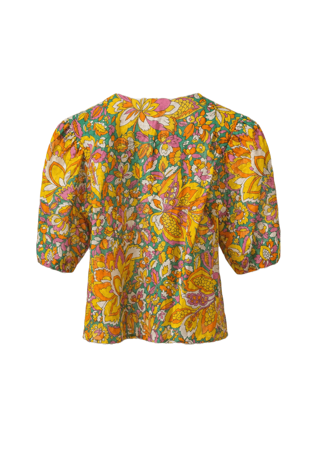 1970s Yellow Cotton Blouse - Back View
