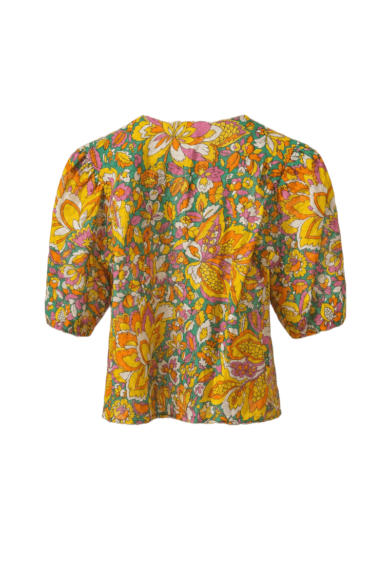 1970s Yellow Cotton Blouse - Back View