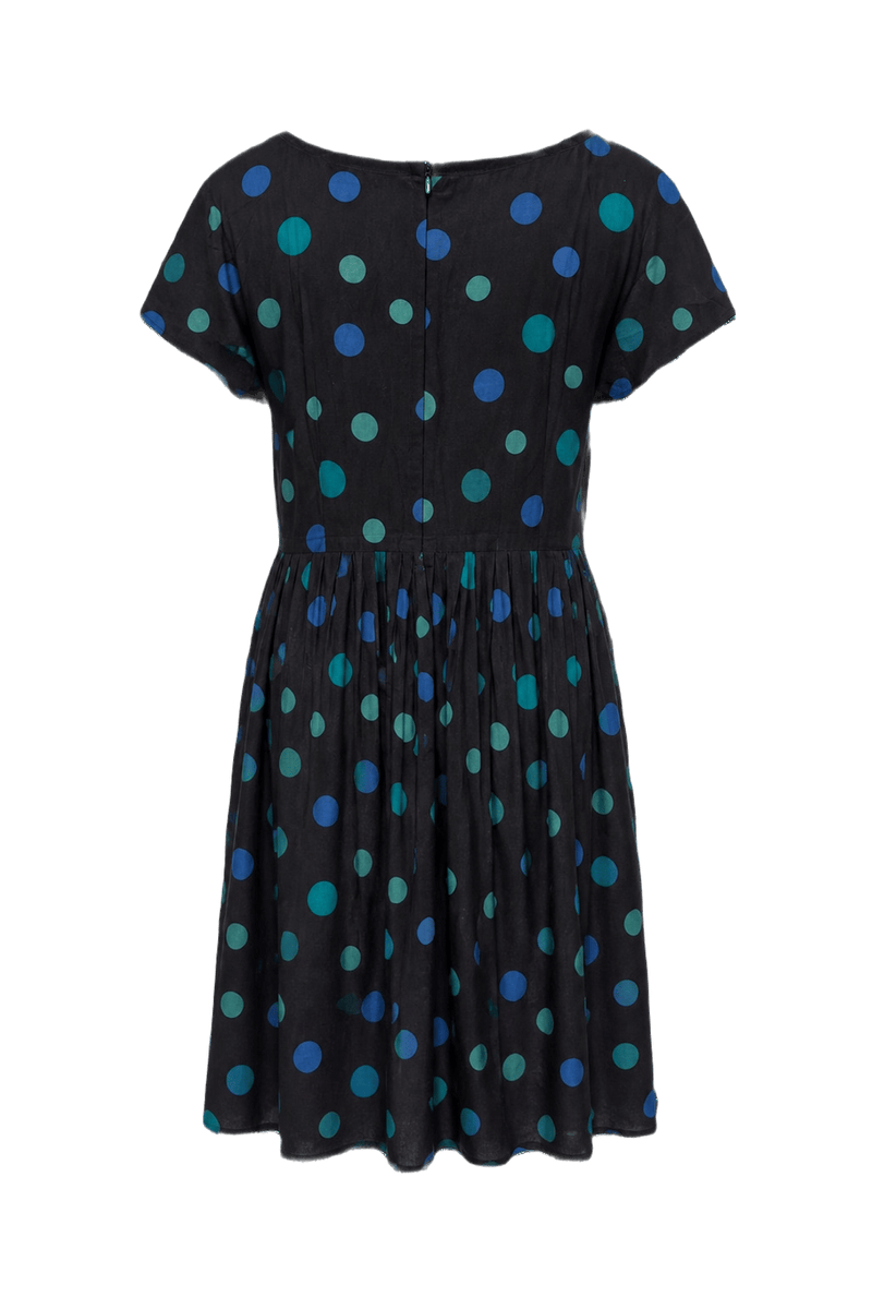 1960s Black Cotton Dress - Back View