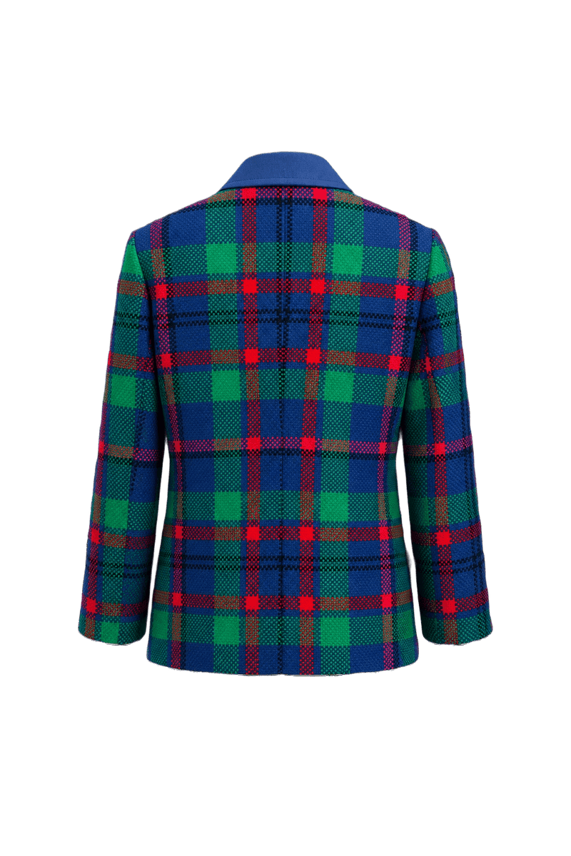 1970s Blue Wool Blend Blazer - Back View