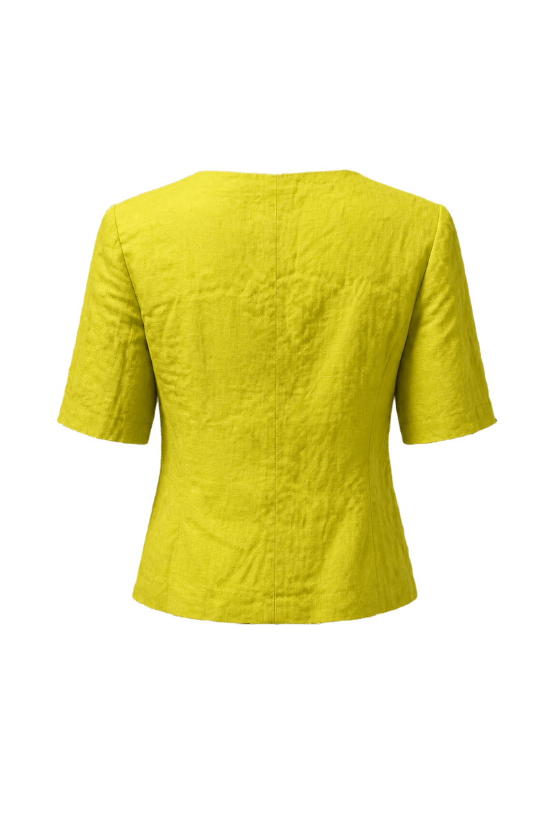 1980s Bright Yellow Linen Blazer - Back View