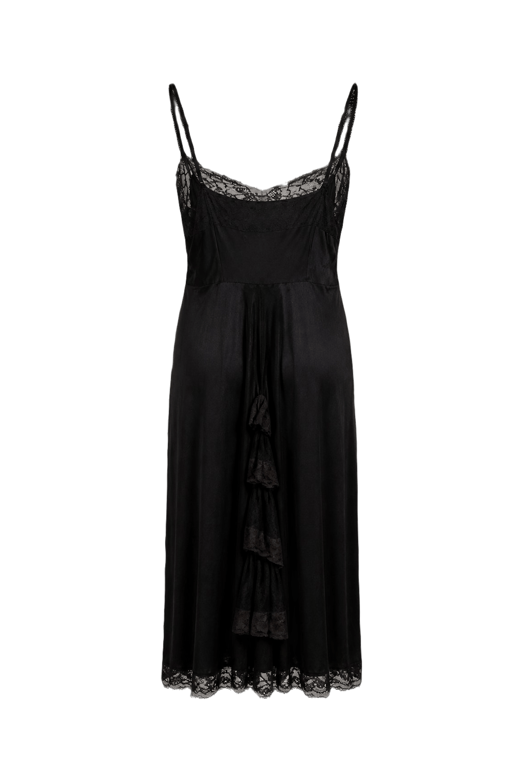 1960s Black Silk Slip Dress - Back View