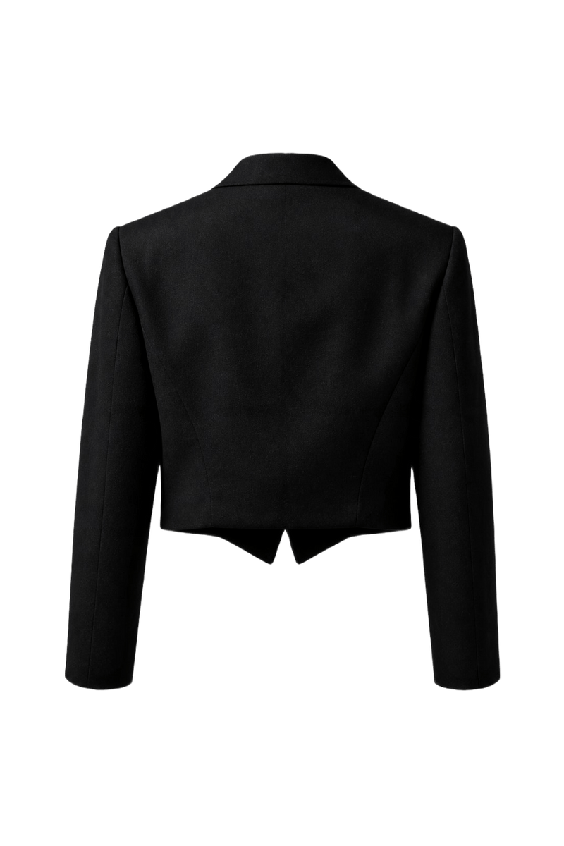 1990s Black Wool Blend Blazer - Back View