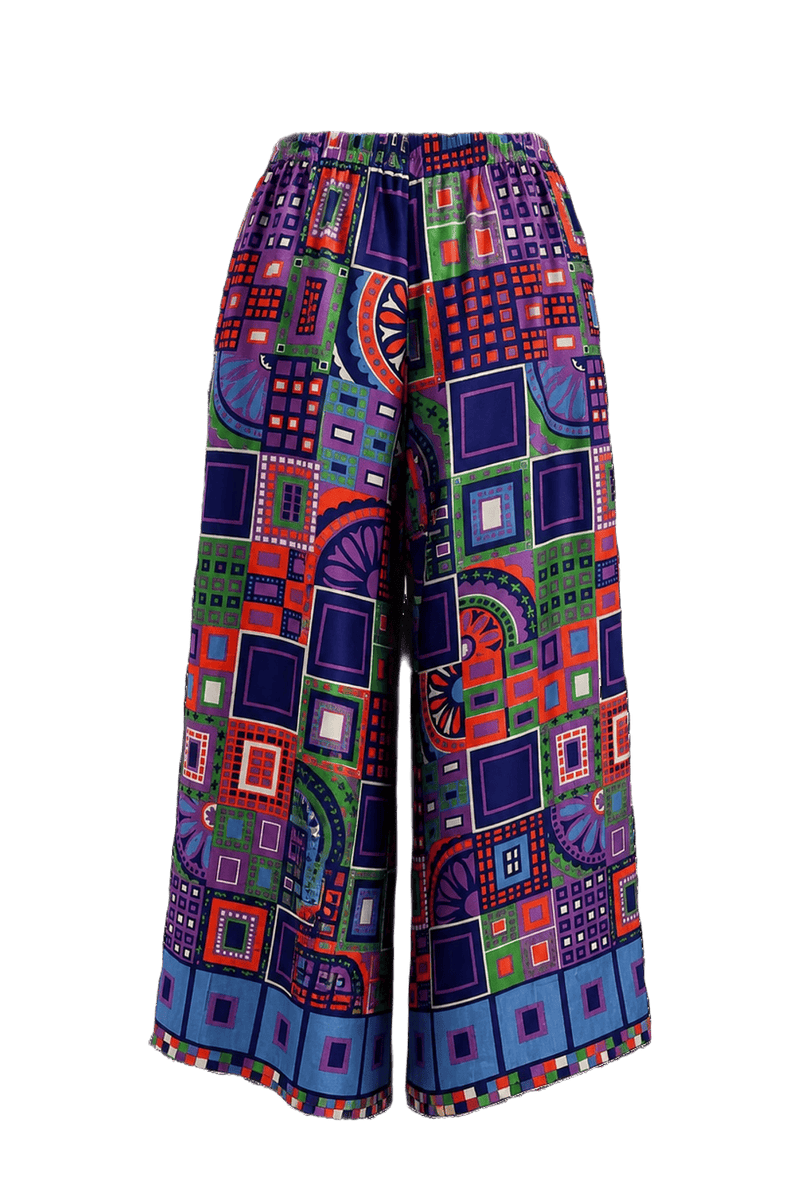 1970s Multicolor Polyester Pants - Back View