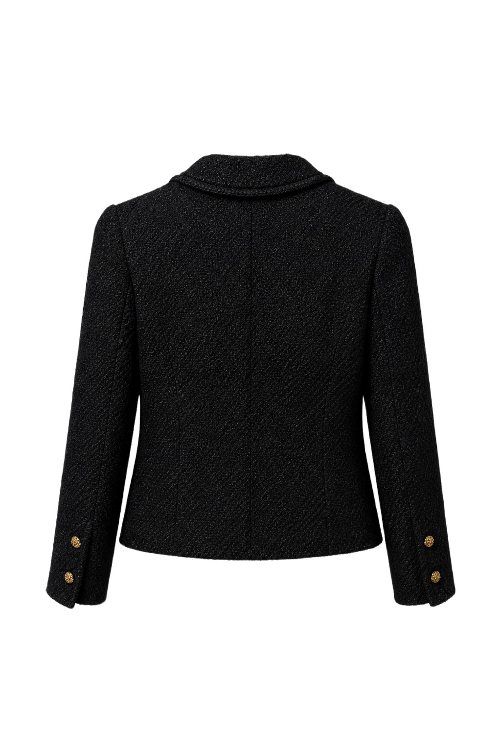 1970s Black Wool Blend Jacket - Back View
