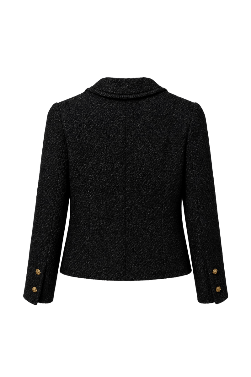 1970s Black Wool Blend Jacket - Back View