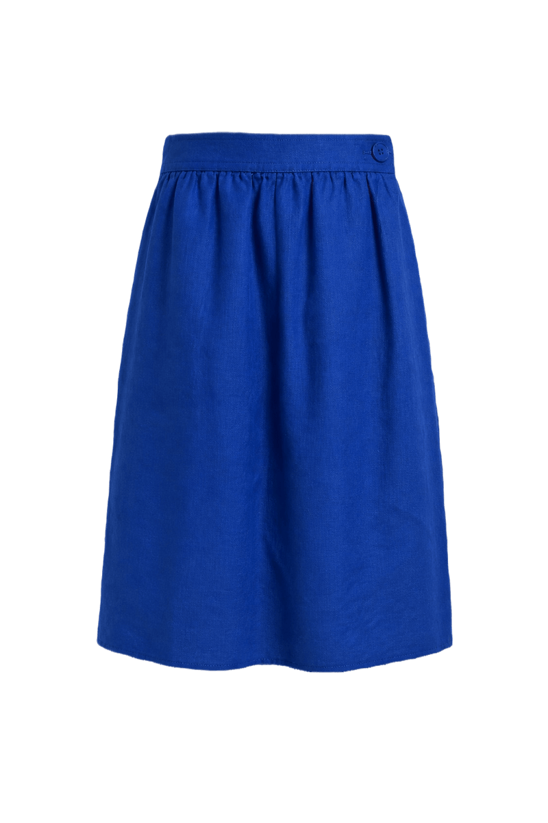 1970s Vibrant Blue Polyester Skirt - Back View
