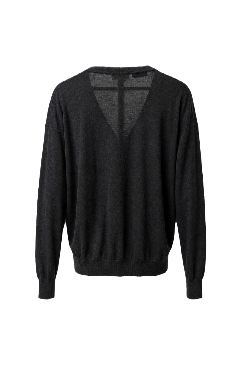 1990s Dark Grey Wool Blend Cardigan - Back View