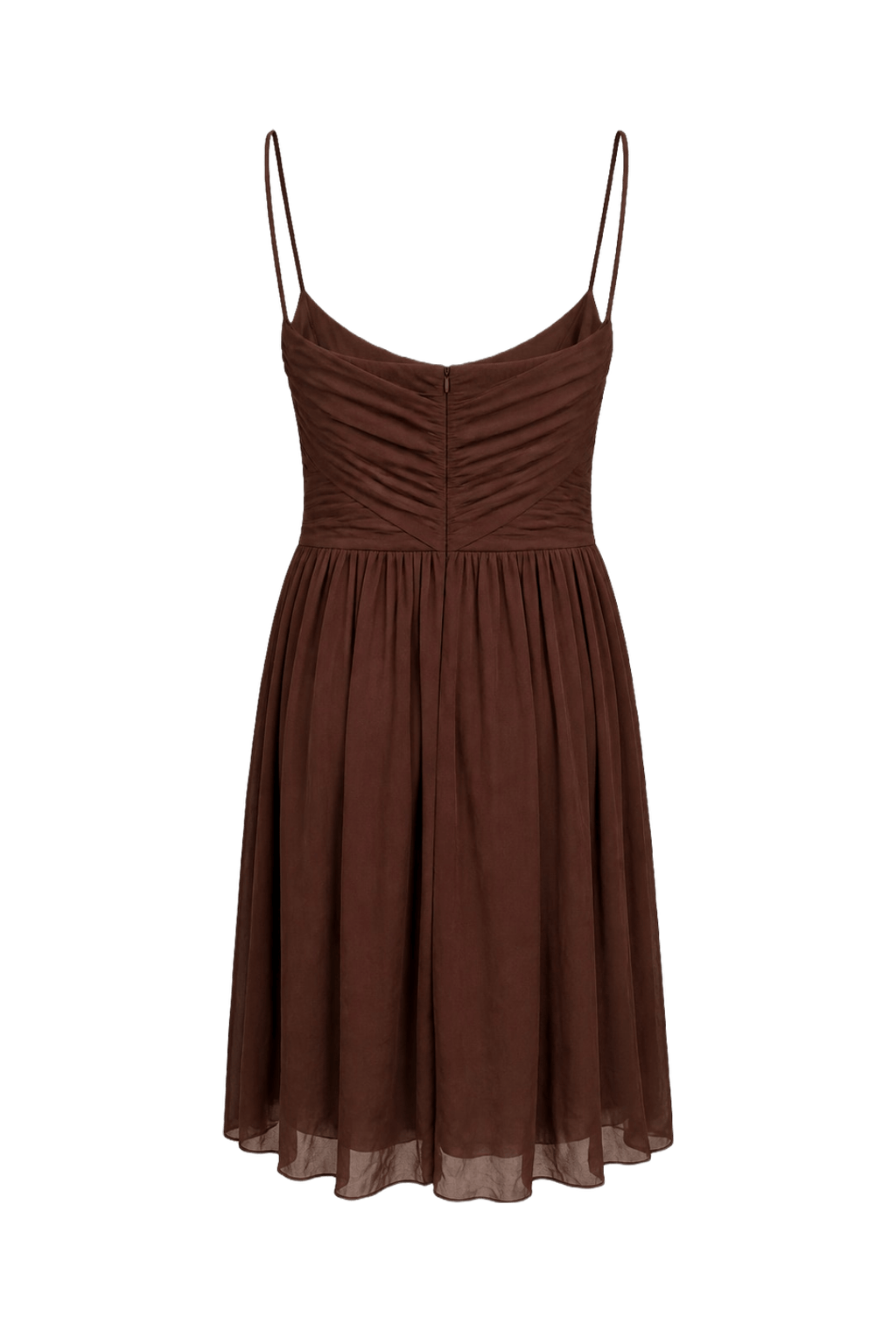 1990s Dark Brown Chiffon Dress - Back View