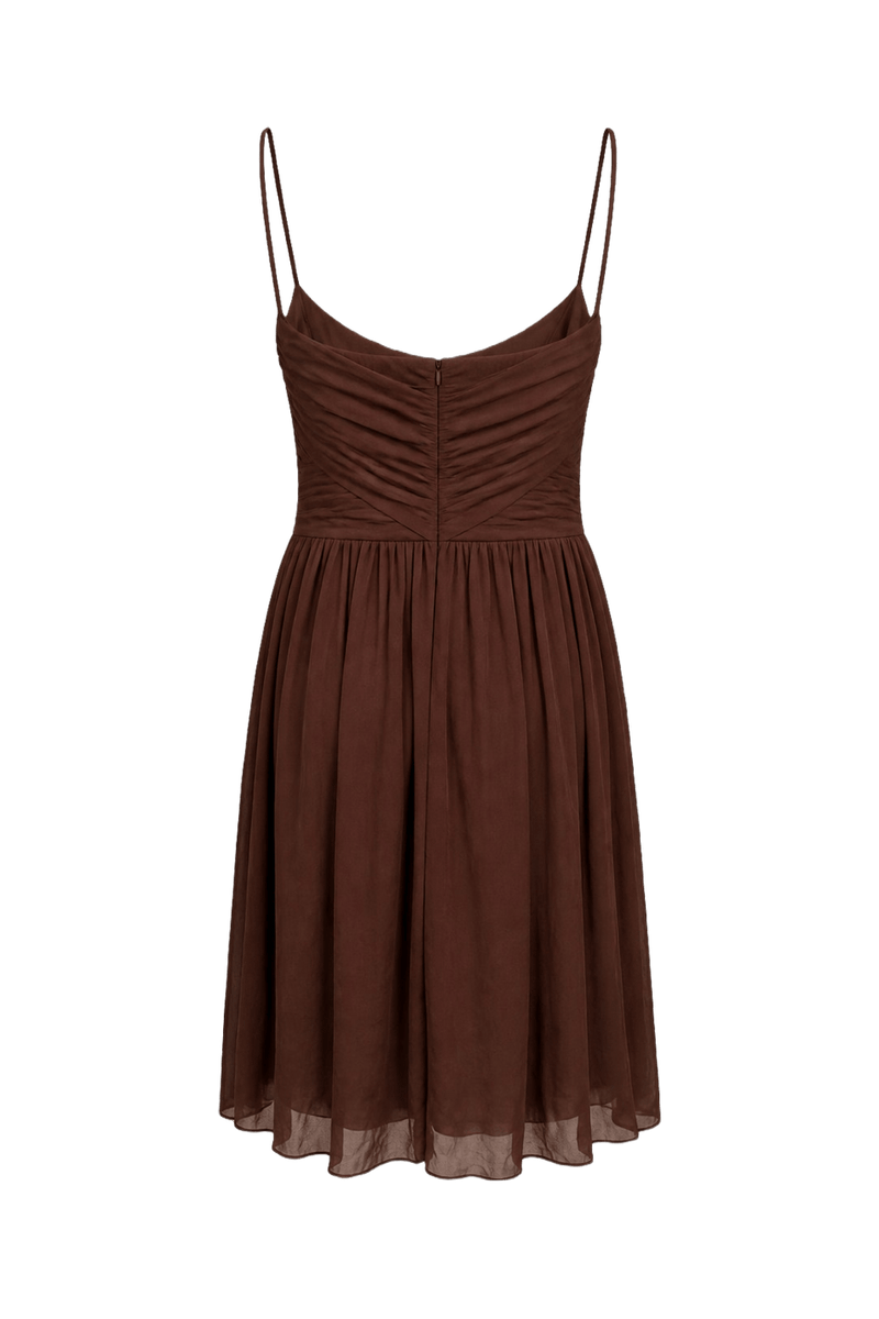 1990s Dark Brown Chiffon Dress - Back View
