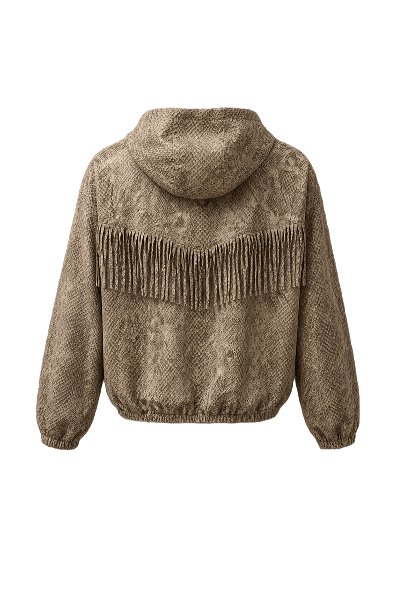 1980s Taupe Synthetic Blend Jacket - Back View