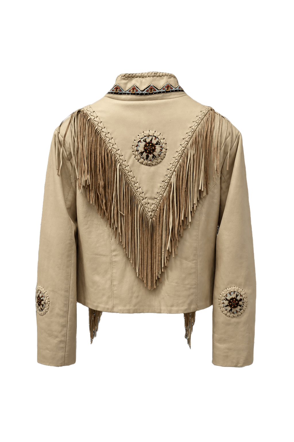 1970s Cream Leather Jacket - Back View