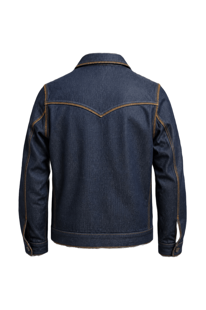 1970s Dark Denim Blue Denim Jacket - Back View