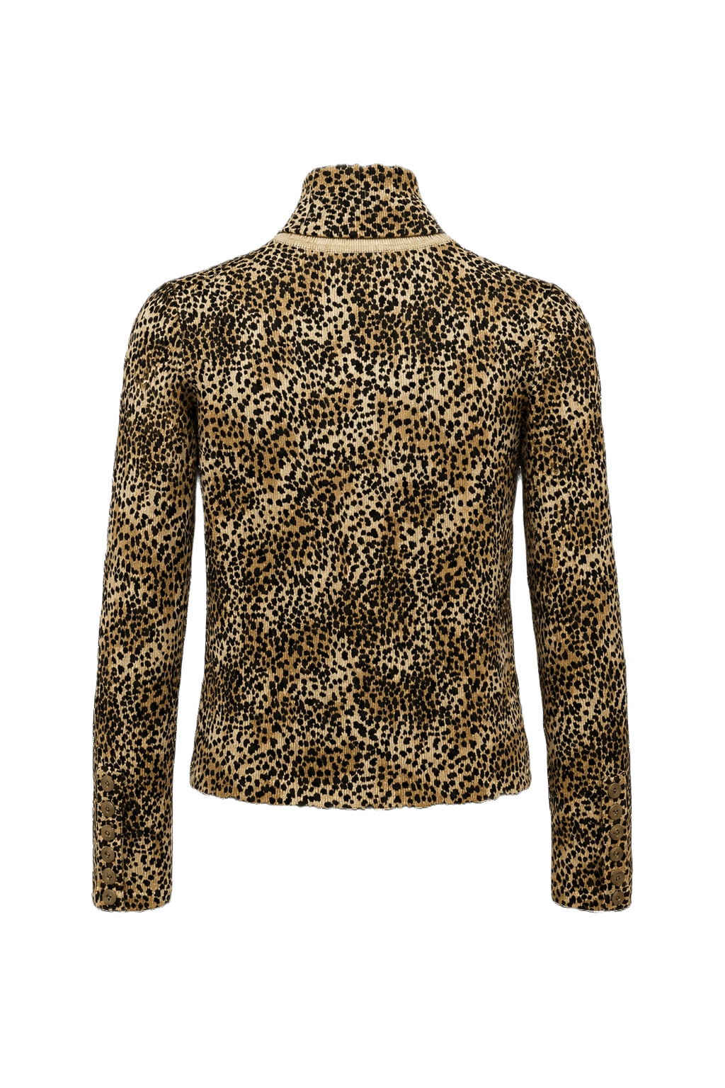 1990s Leopard Print Synthetic Blend Turtleneck - Back View
