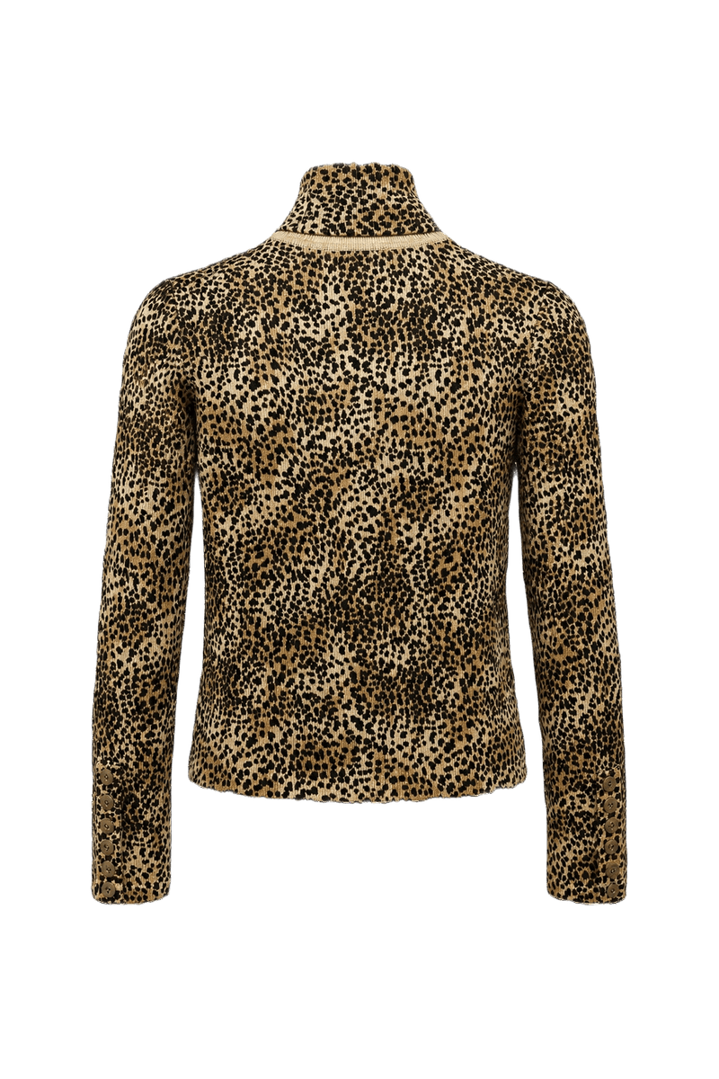 1990s Leopard Print Synthetic Blend Turtleneck - Back View
