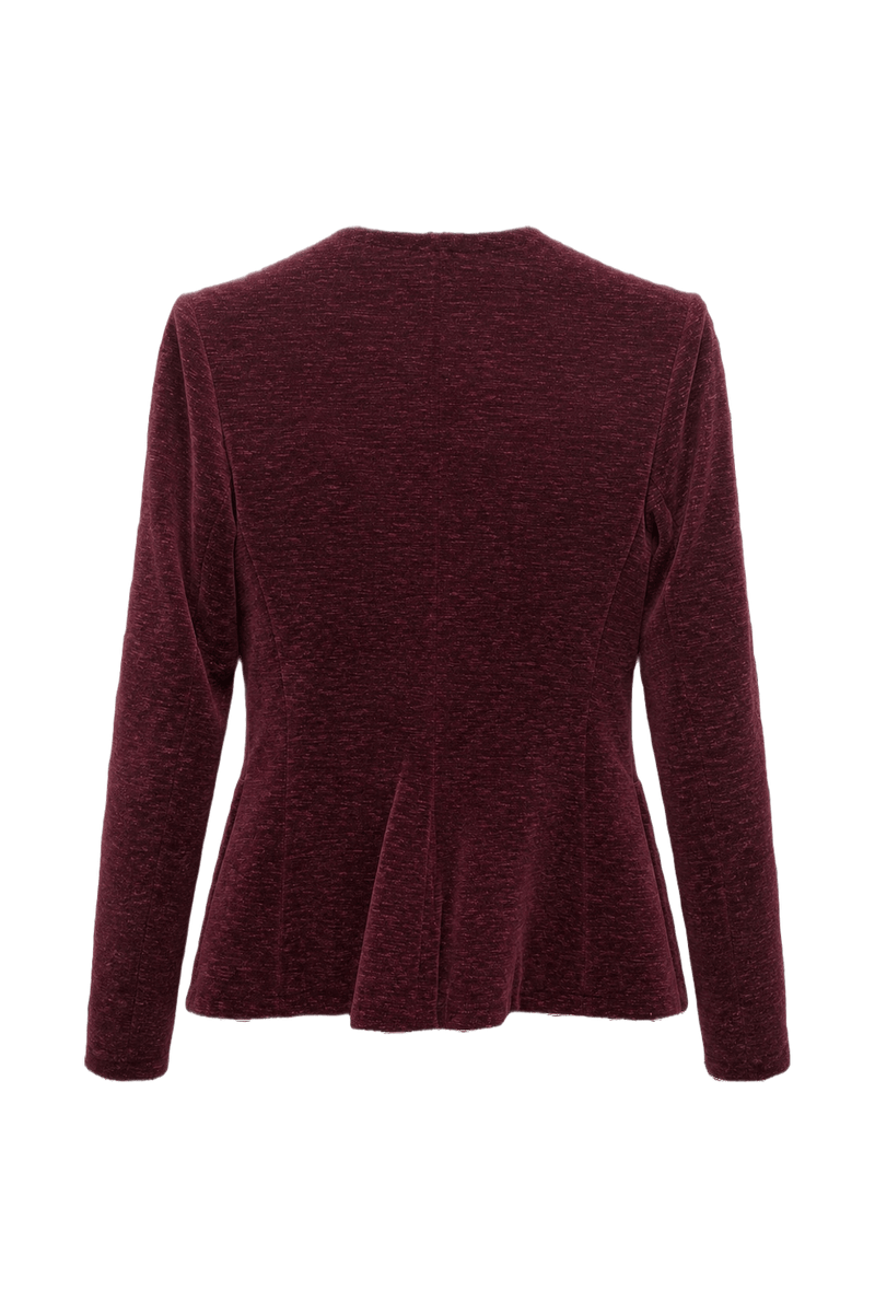1980s Deep Burgundy Wool Blend Blazer - Back View