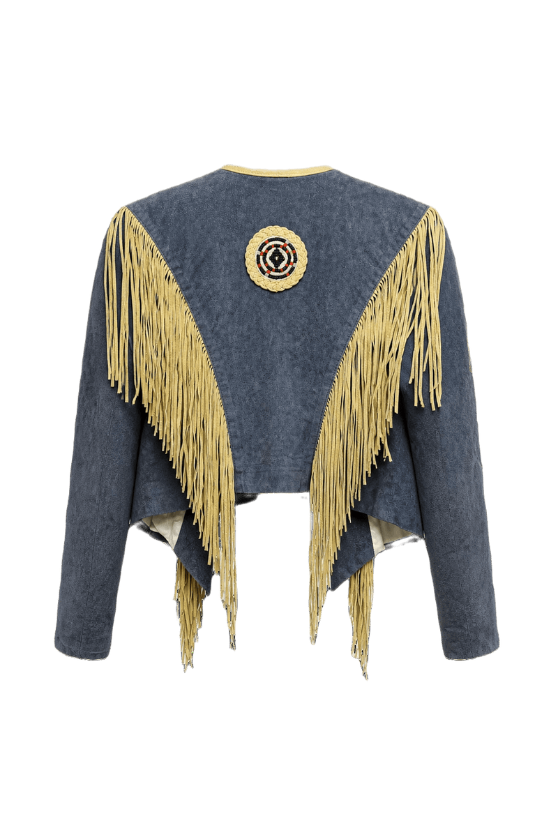 1970s Blue Suede Jacket - Back View