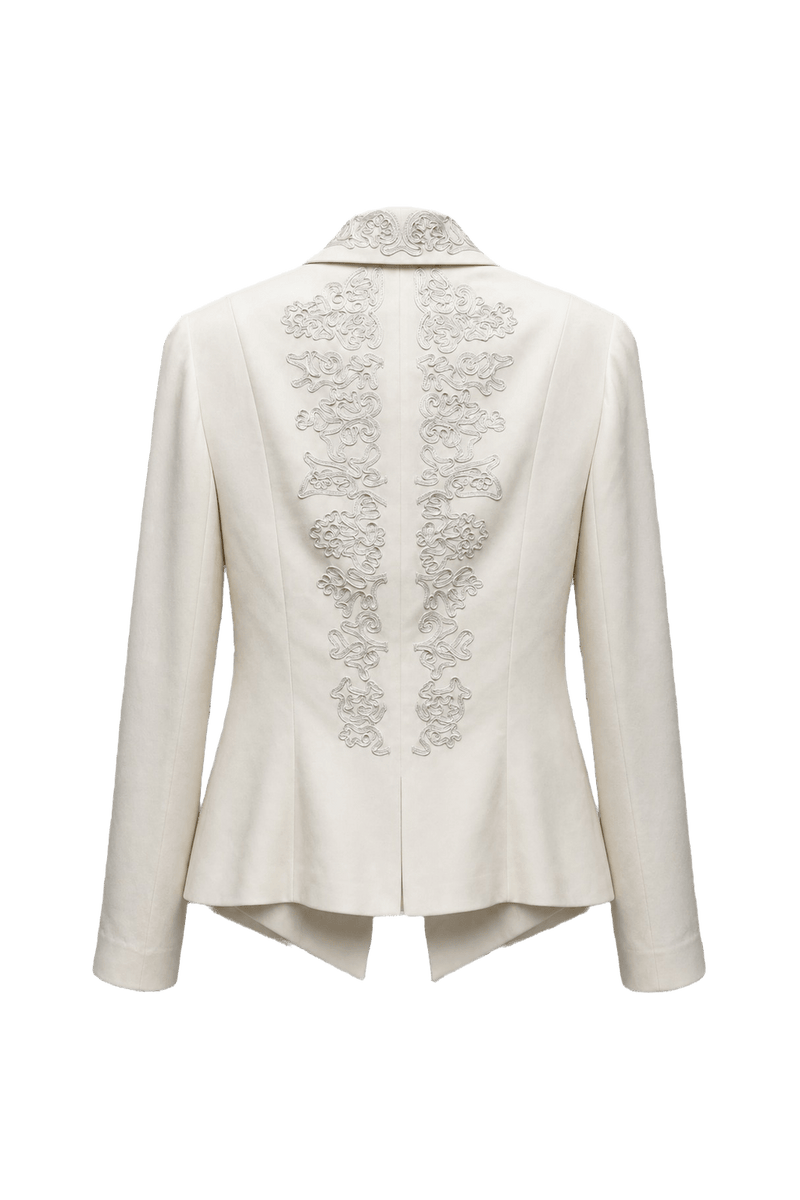 1990s Cream Cotton Blend Jacket - Back View