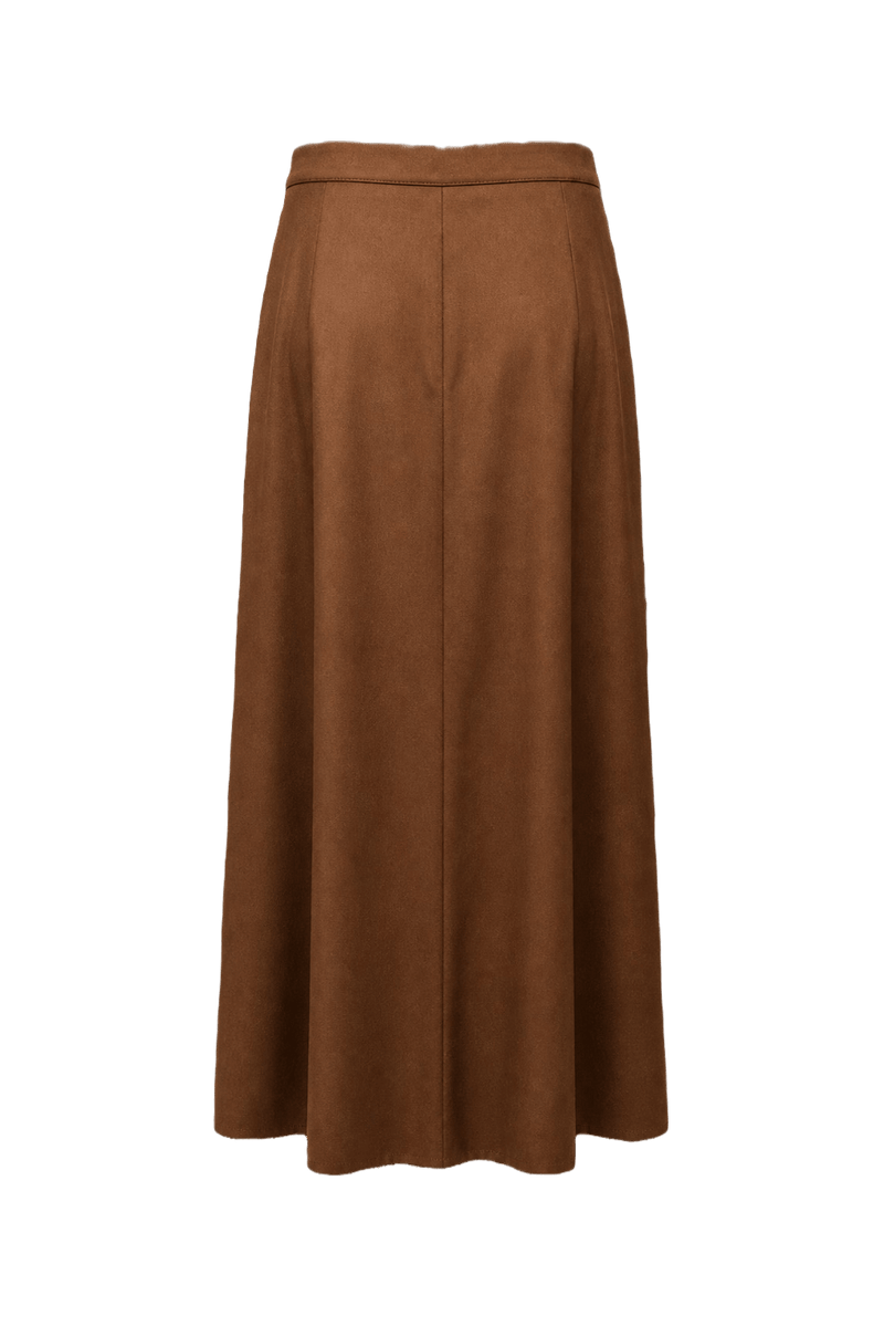 1990s Brown Cotton Blend Skirt - Back View