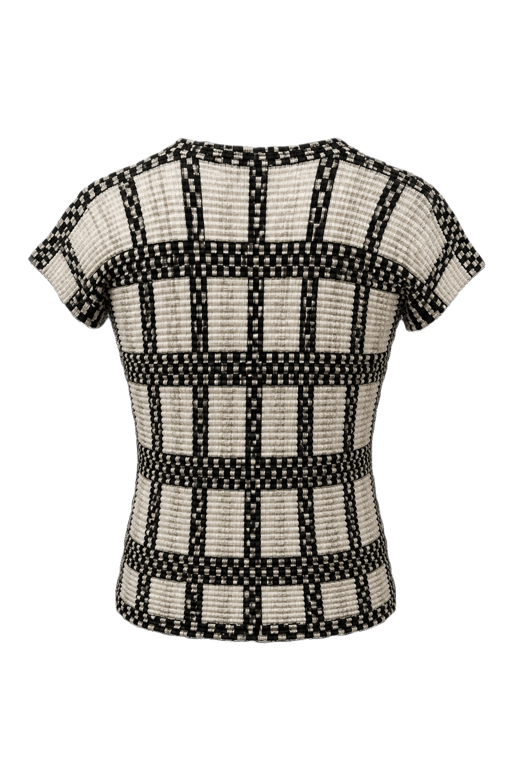 1990s Black and White Polyester Blend Blouse - Back View