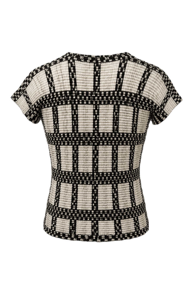 1990s Black and White Polyester Blend Blouse - Back View