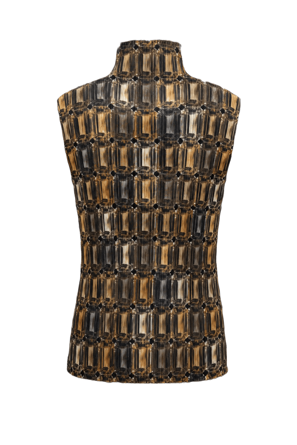 1990s Brown Synthetic Blend Sleeveless Top - Back View