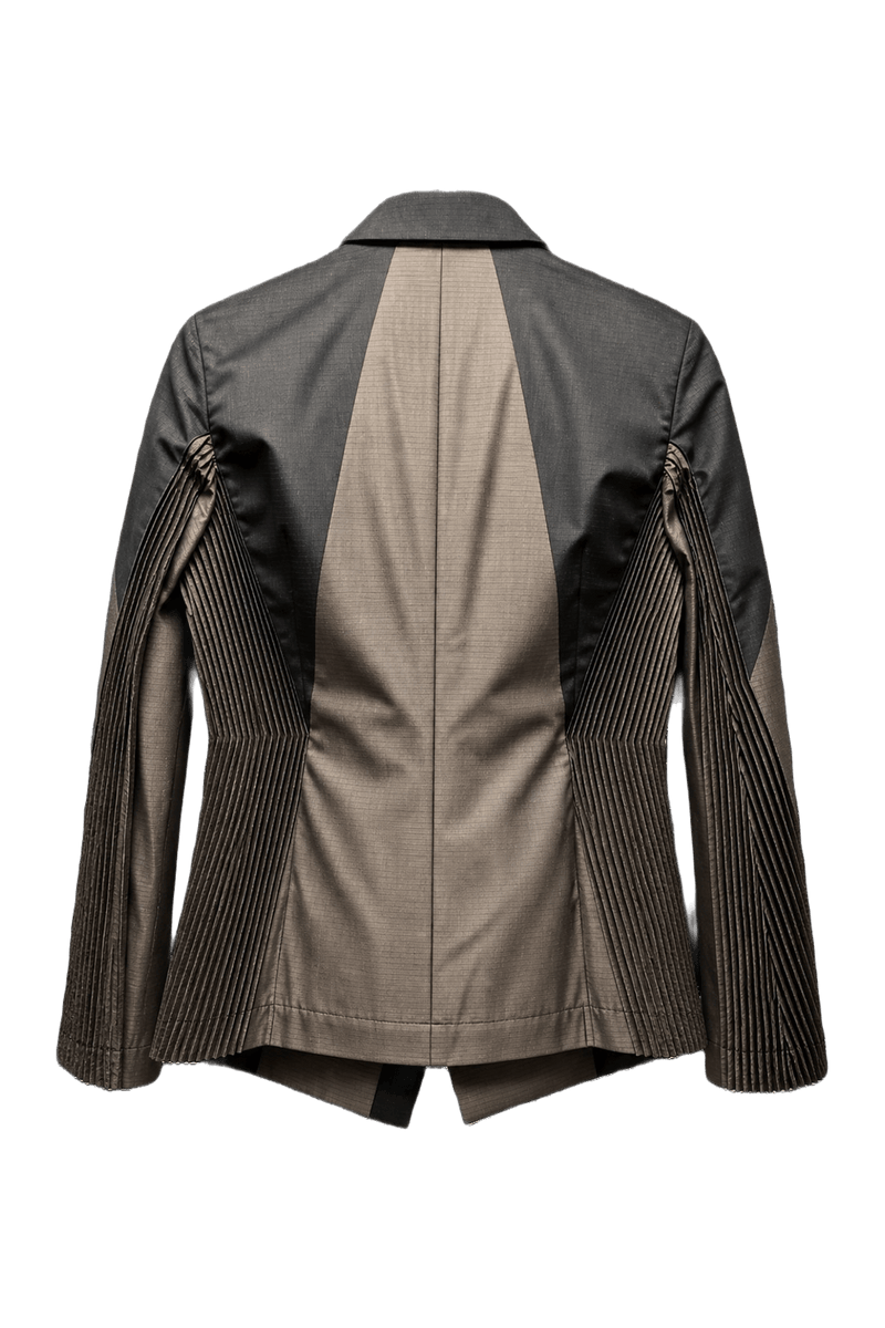 1990s Taupe Synthetic Blend Jacket - Back View