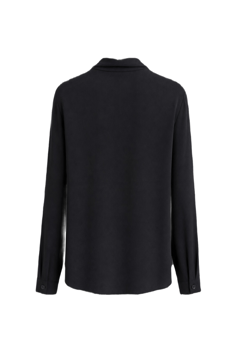 1990s Black Cotton Blend Blouse - Back View