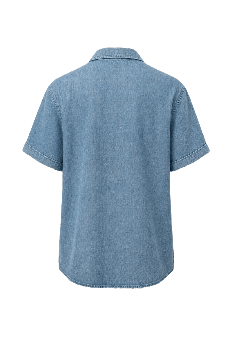 1970s Light Blue Denim Shirt - Back View