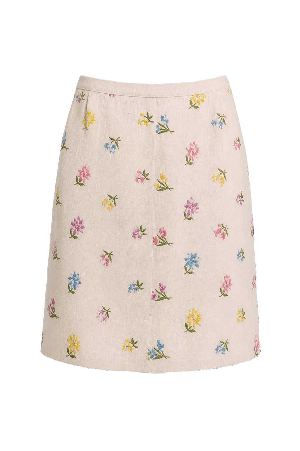 1960s Cream Cotton Blend Skirt - Back View
