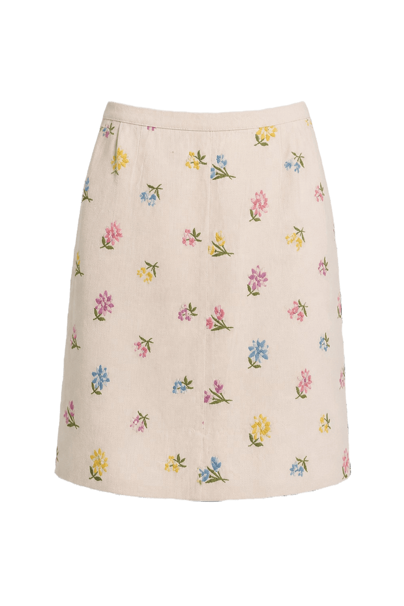 1960s Cream Cotton Blend Skirt - Back View