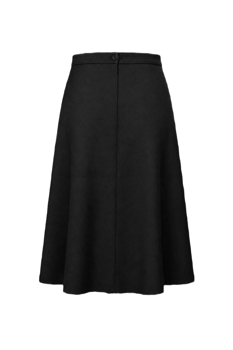 1970s Black Wool Blend Skirt - Back View