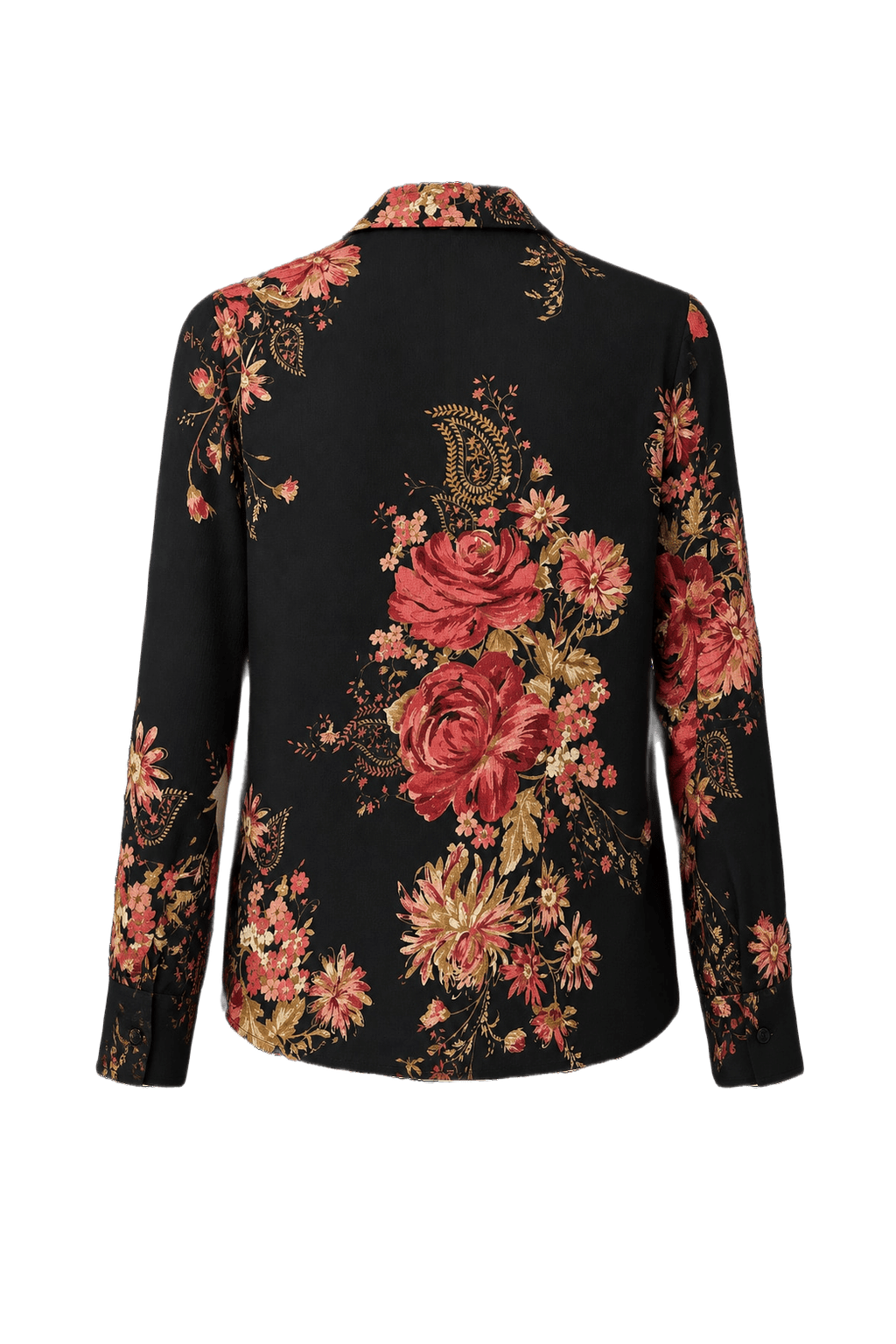 1990s Black Polyester Blouse - Back View