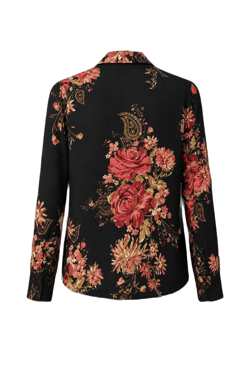 1990s Black Polyester Blouse - Back View