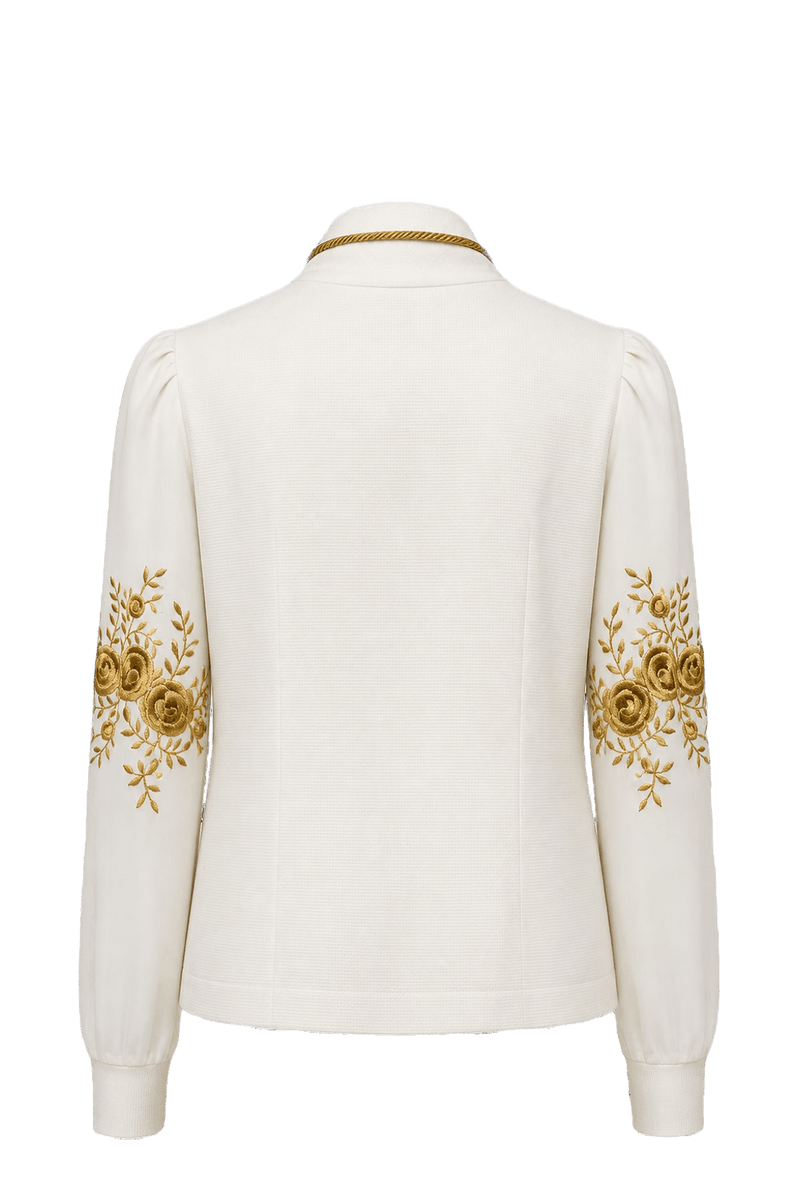 1980s Cream Cotton Blend Jacket - Back View