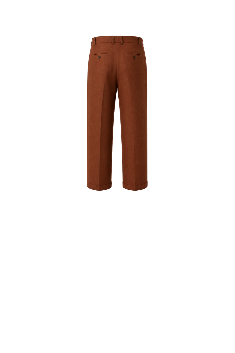 1990s Rust Brown Wool Trousers - Back View