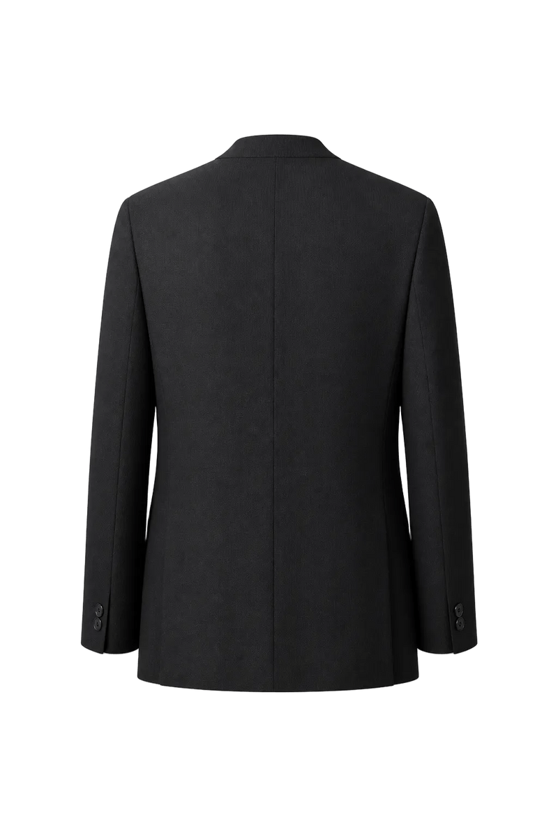 1980s Black Wool Blend Jacket - Back View