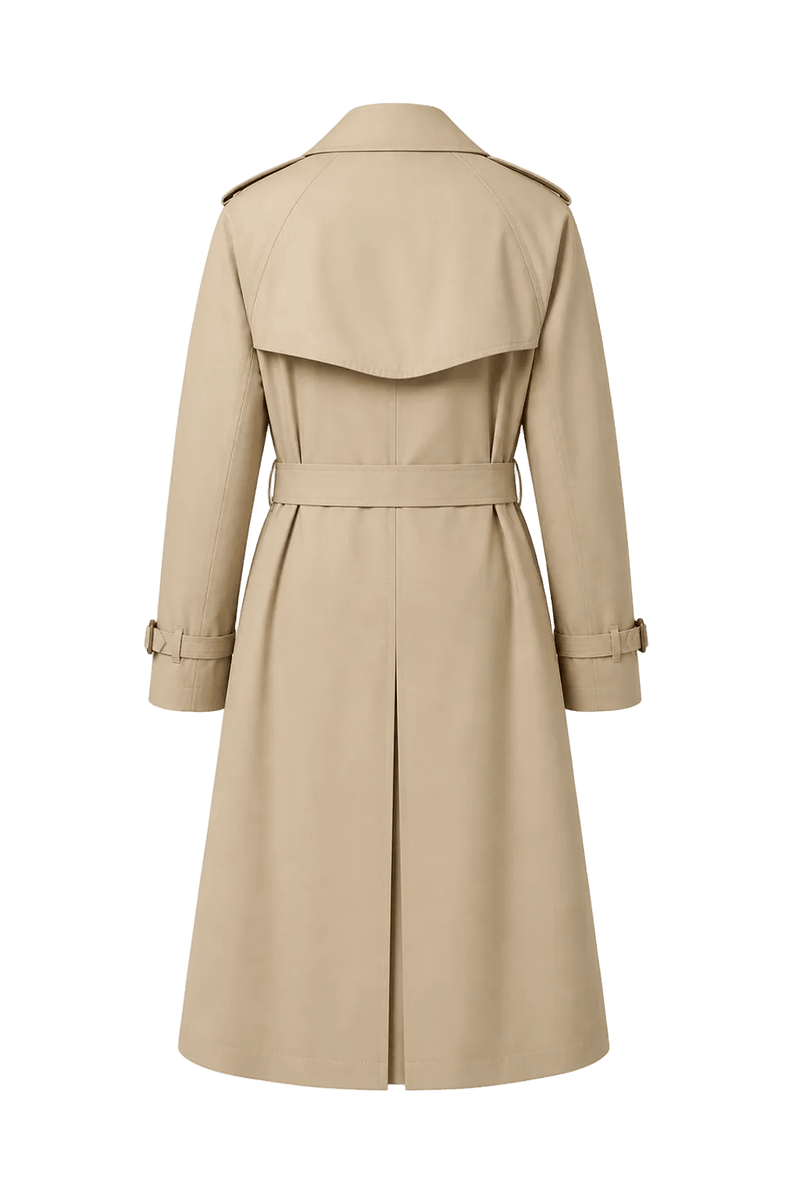 1980s Beige Cotton Blend Trench Coat - Back View