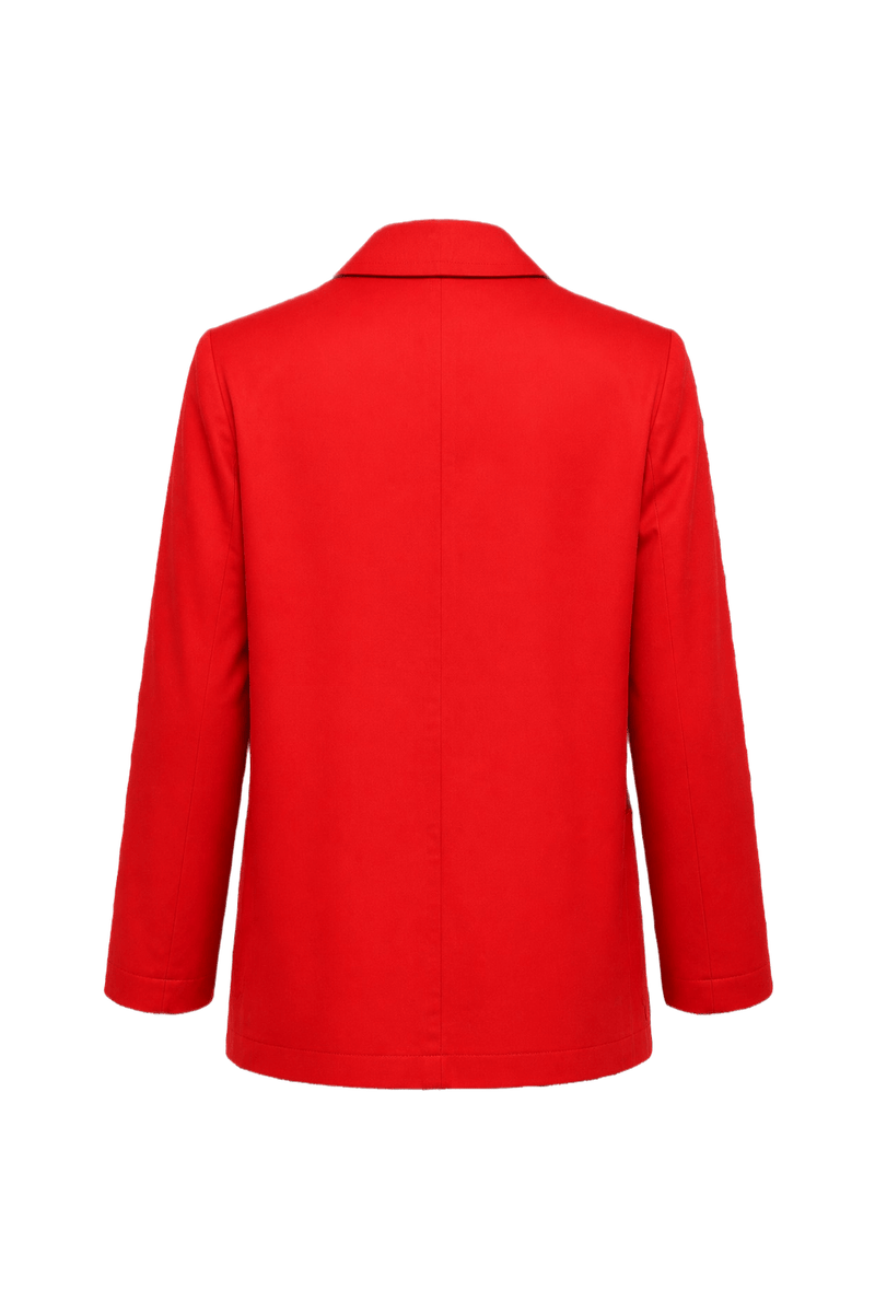 1970s Bright Red Cotton Blend Jacket - Back View