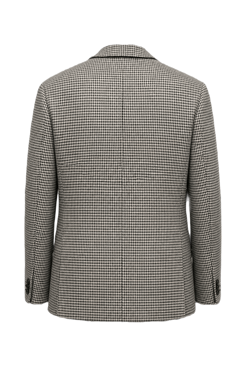 1980s Black and White Wool Blend Blazer - Back View