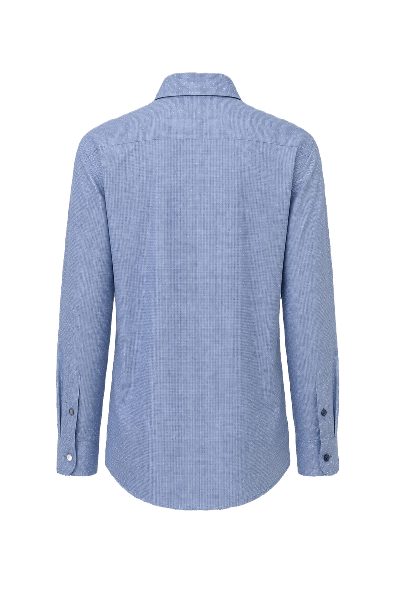 1990s Light Blue Cotton Blend Button-Down Shirt - Back View